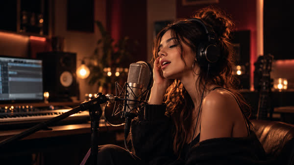 A singer in a studio, created with Mirave AI